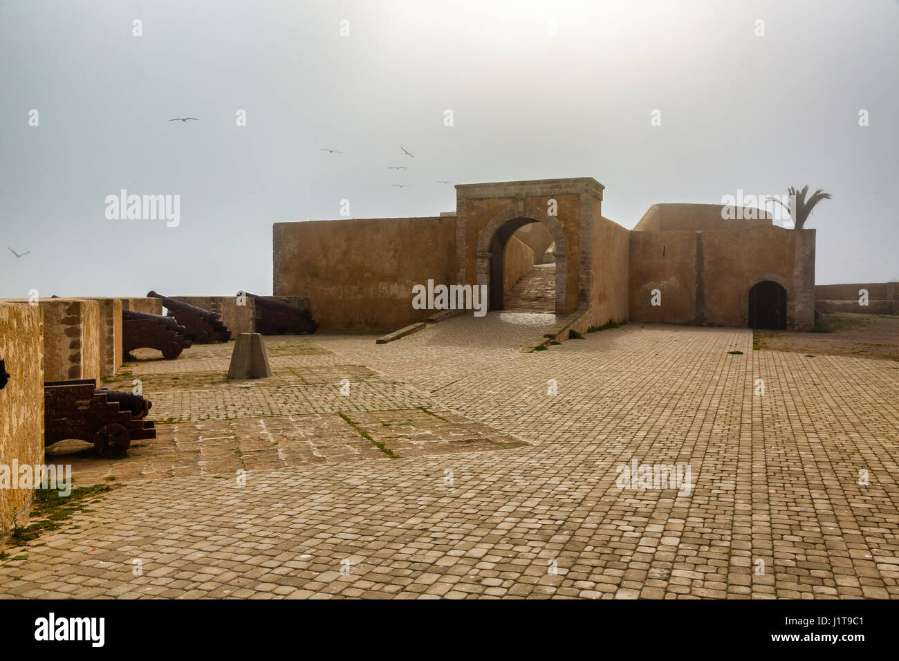 Le pareti della antica fortezza Portoghese di El Jadida, Marocco Foto Stock