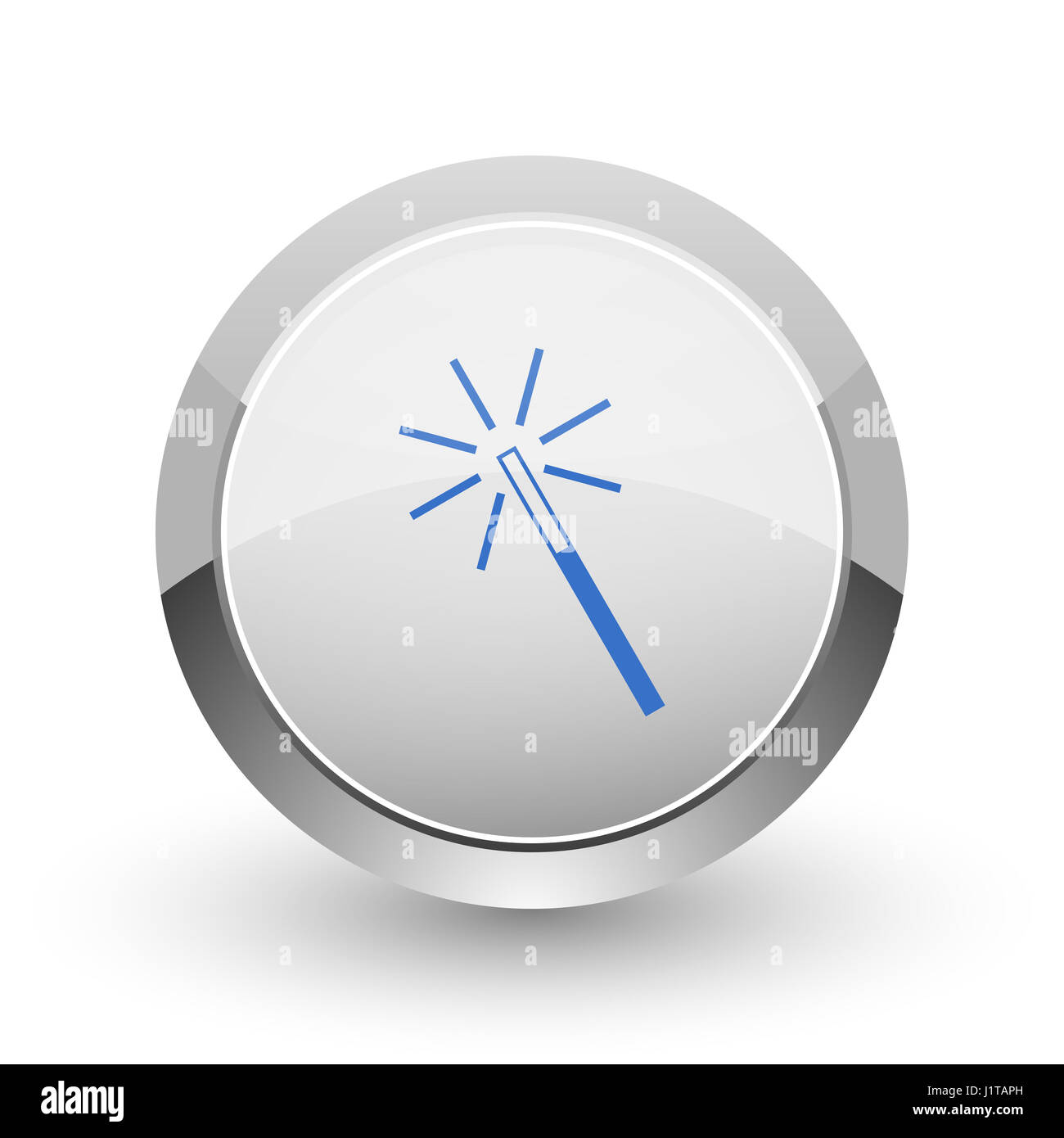 La bacchetta magica chrome web di confine e le applicazioni dello smartphone design round icona lucida. Foto Stock