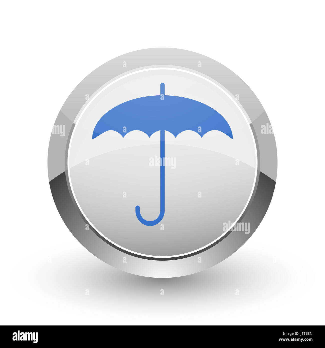 Ombrello chrome web di confine e le applicazioni dello smartphone design round icona lucida. Foto Stock