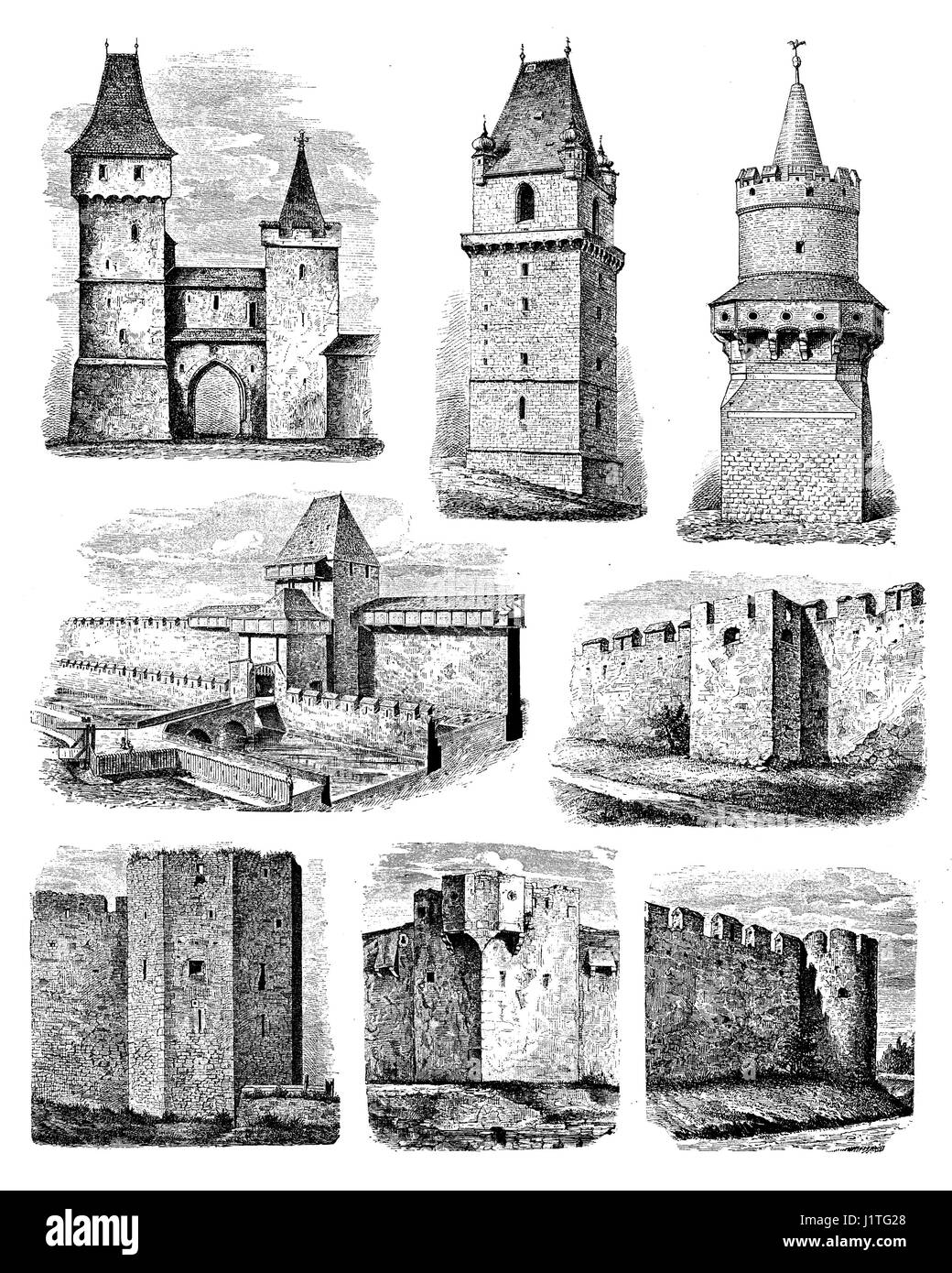 Fortificazioni Medievali e le mura di cinta della città tedesche Foto Stock