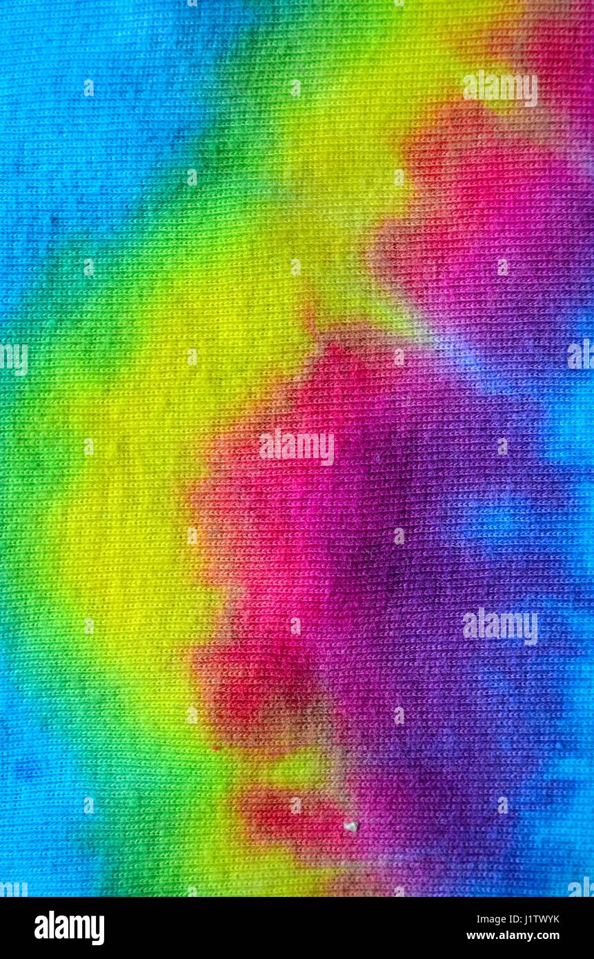 Tessuto Tie-Dye zoom in brillanti colori vibranti colori Foto Stock