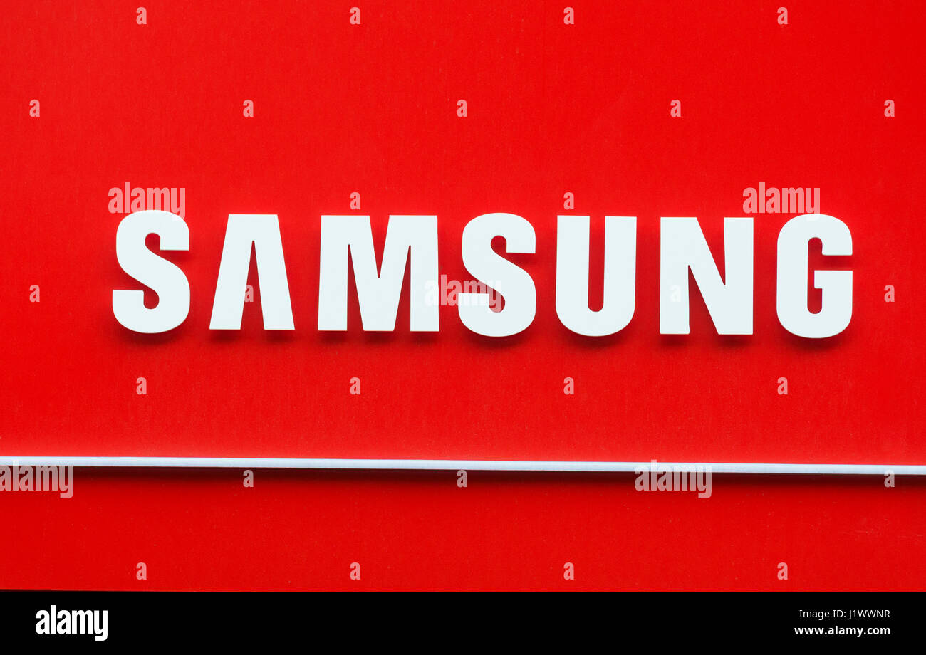 Logo Samsung sul cartello Foto Stock