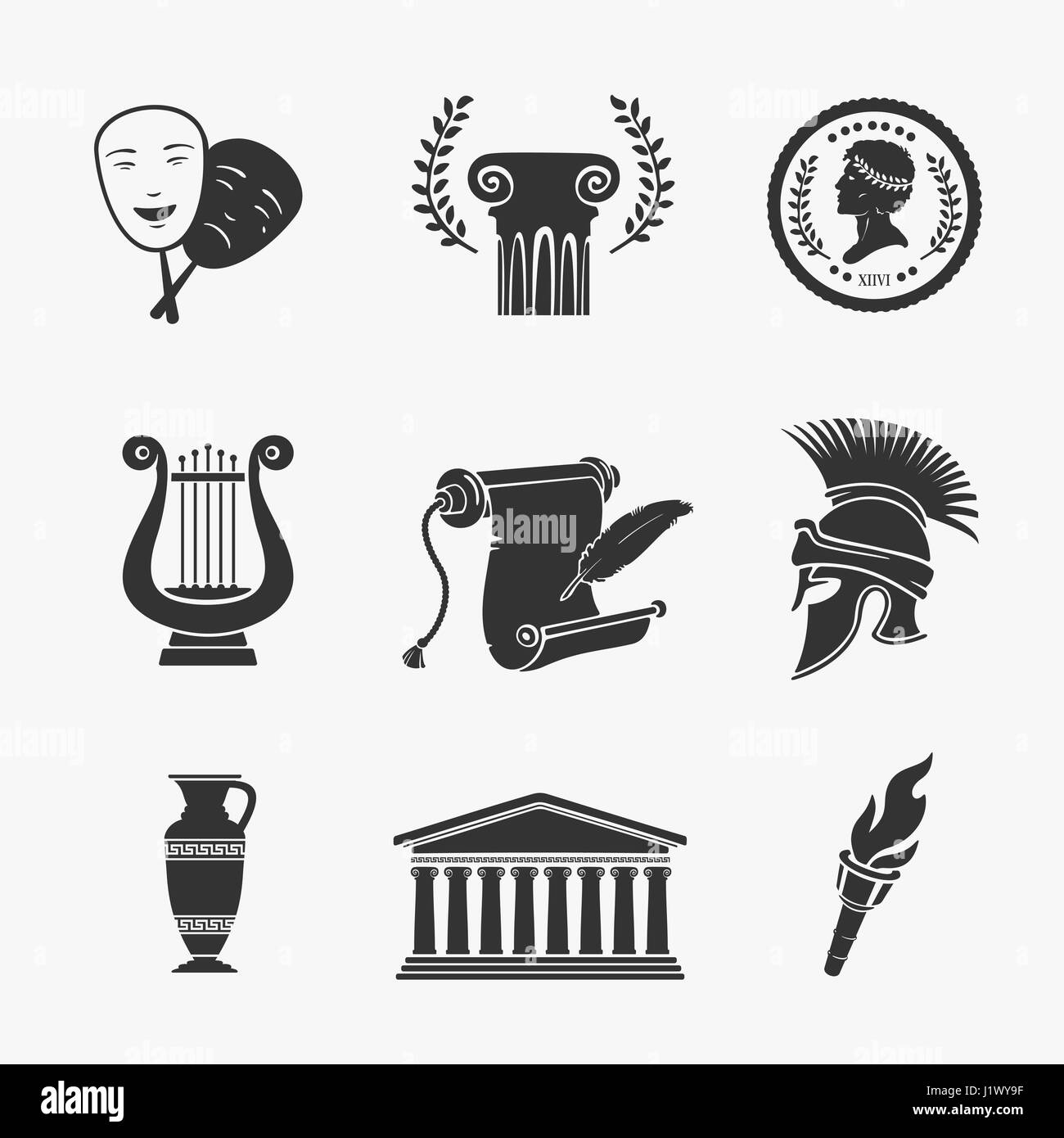 Impostare il simbolo Grecia illustrazione vettoriale Illustrazione Vettoriale