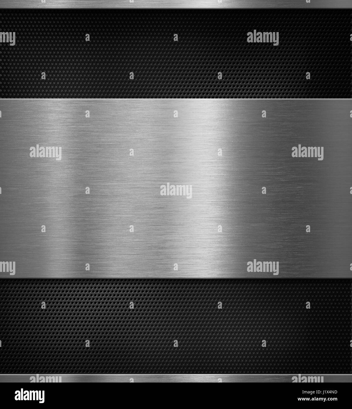 Alluminio pannello metallico su sfondo nero 3d illustrazione Foto Stock