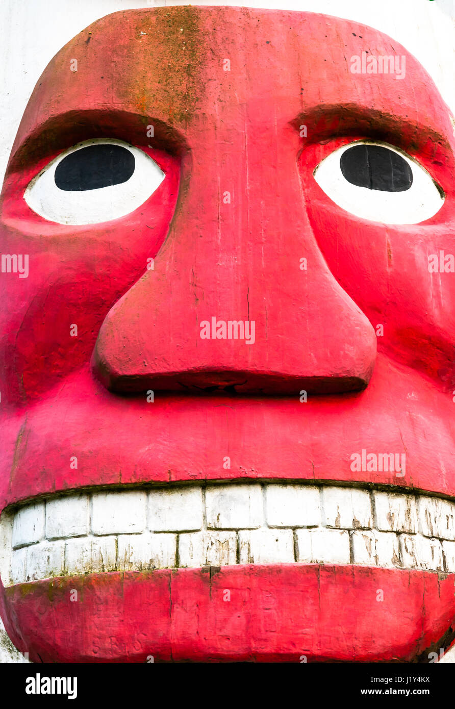 Dettaglio del totem pole, close-up, Olympia, Washington, Stati Uniti d'America Foto Stock