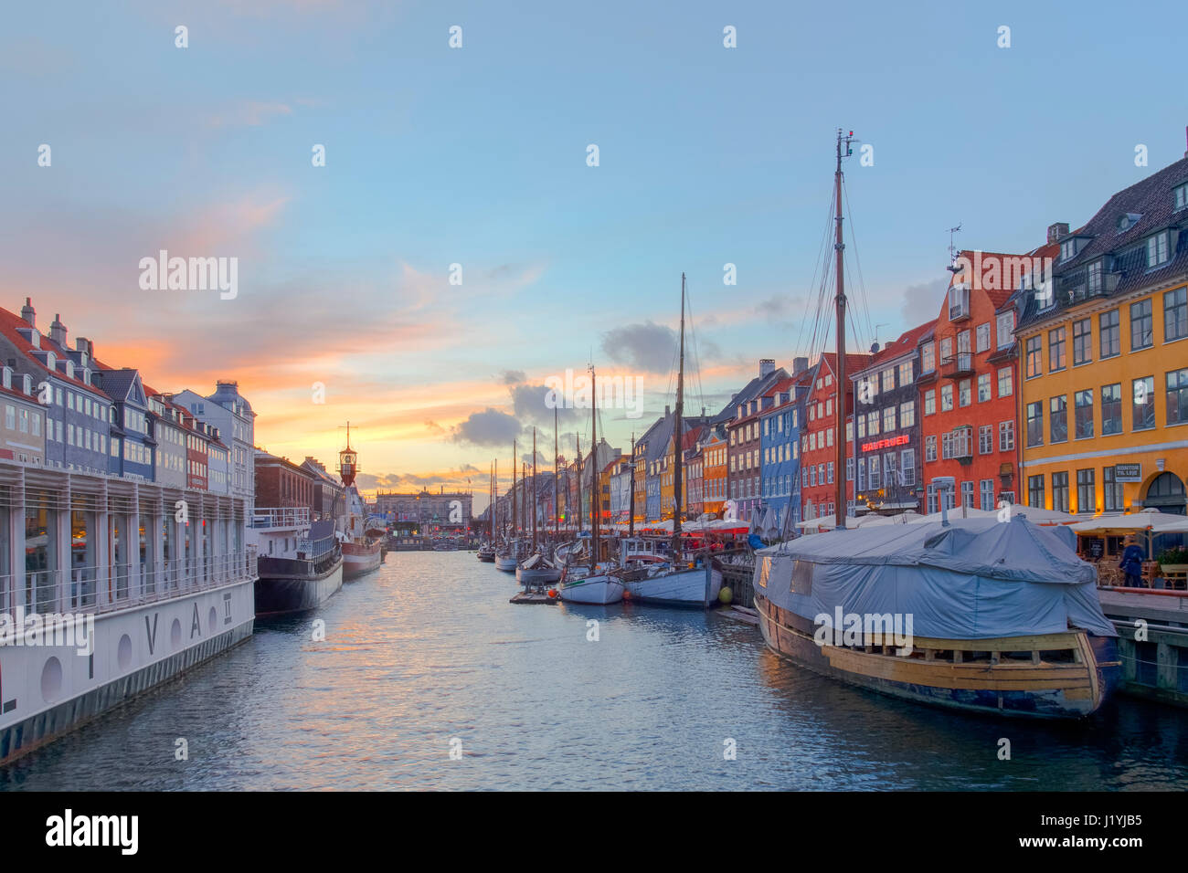 Nyhavn, Copenhagen, Danimarca e Scandinavia Foto Stock