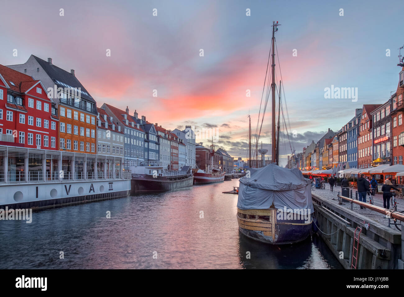 Nyhavn, Copenhagen, Danimarca e Scandinavia Foto Stock