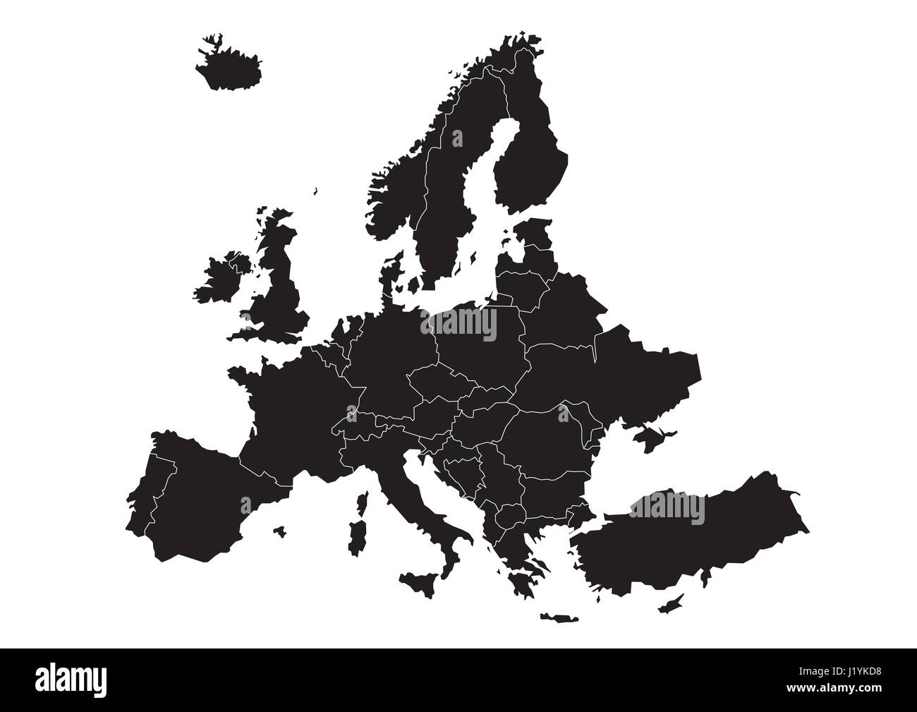 Mappa di Europa con i confini (vector) Illustrazione Vettoriale