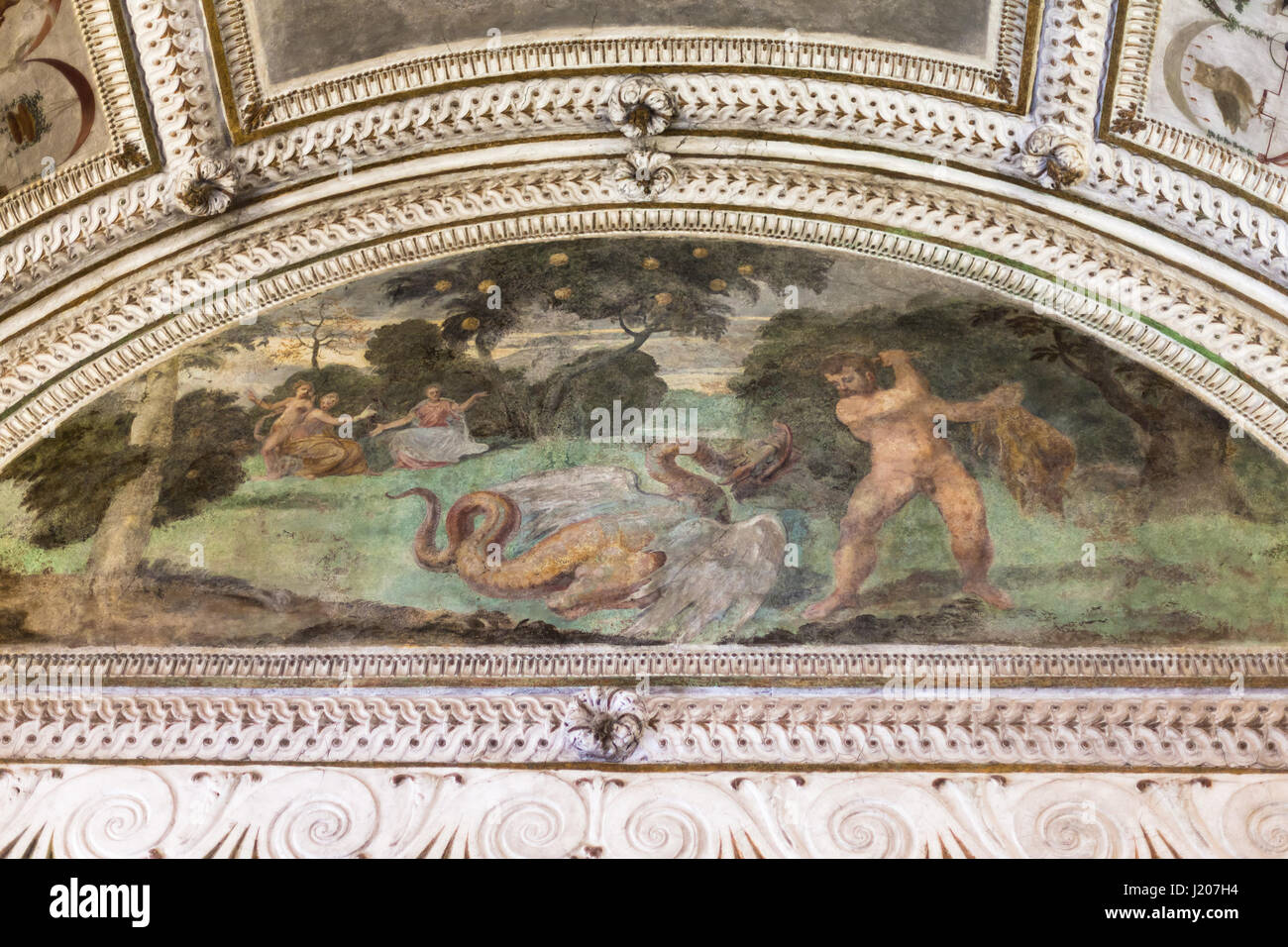 VICENZA, Italia - 28 Marzo 2017: affresco sul soffitto di Palazzo Chiericati a Vicenza città. Dal 1855 l'edificio è ospitato il Museo Civico (Città Mu Foto Stock