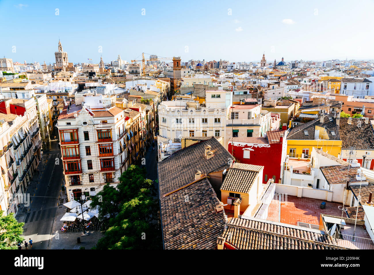 VALENCIA, Spagna - 01 agosto 2016: Antenna Vista panoramica della città di Valencia in Spagna. Foto Stock
