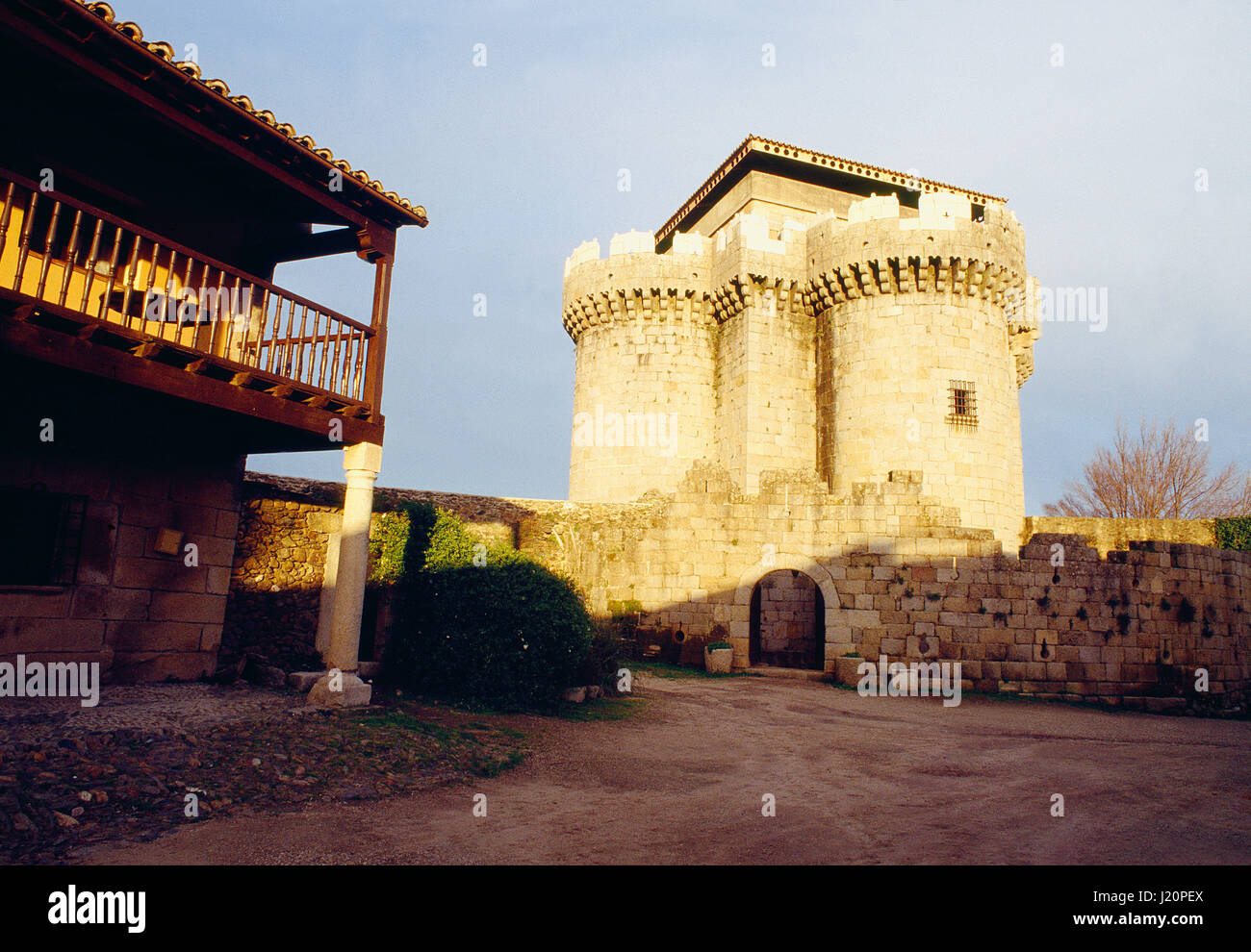 Fortezza. Granadilla, provincia di Cáceres, Estremadura, Spagna. Foto Stock