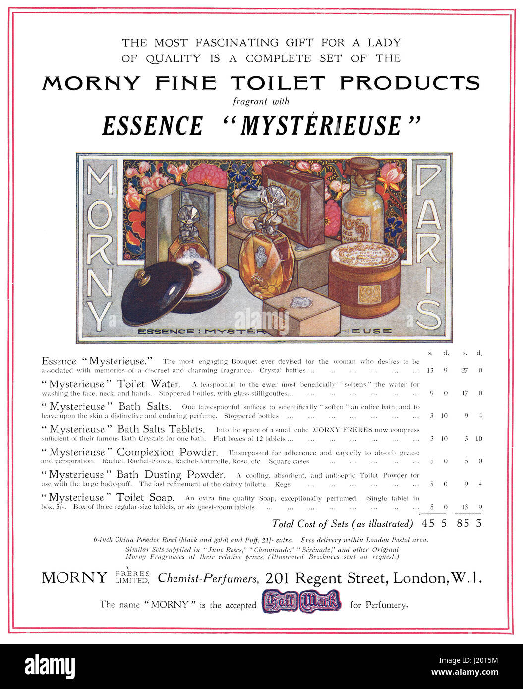1917 British pubblicità per Dubarry sali da bagno. Foto Stock