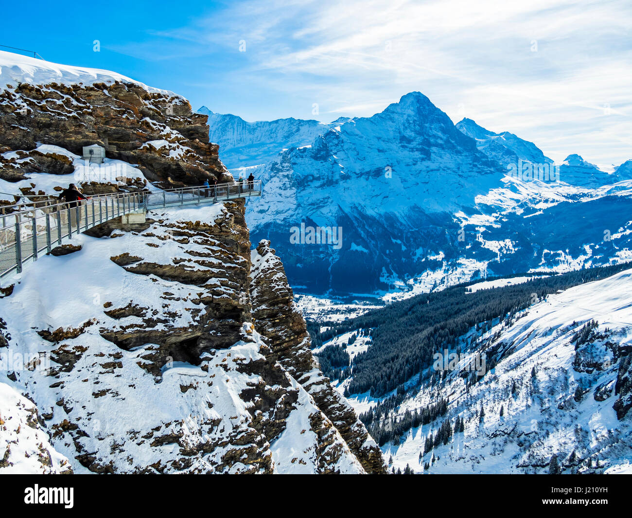 Schweiz, Kanton Bern, Berner Oberland, Interlaken-Oberhasli, primo, Grindelwald, Blick vom prima Cliff Walk auf den Eiger und die Eiger Nordwand Foto Stock
