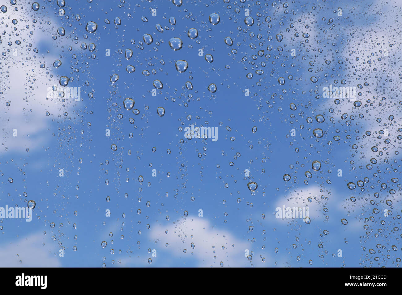 Gocce di Rugiada la texture sul cielo blu Foto Stock