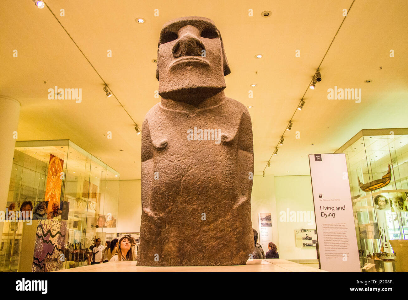 La figura ancestrale dall isola di Pasqua presso il British Museum Foto Stock