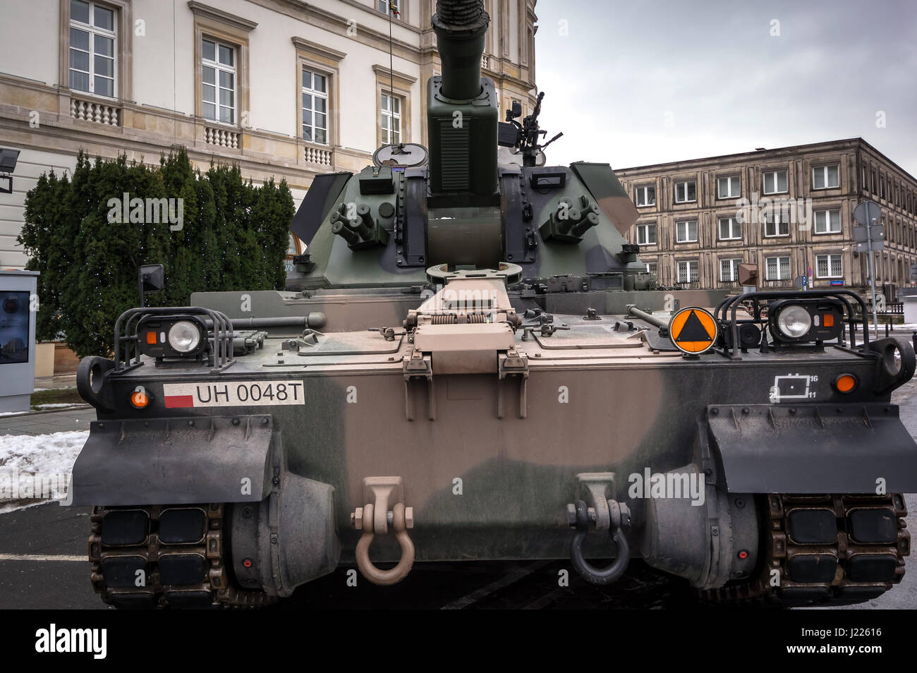 Polacco moderno semovente per 155 mm obice utilizzati dalle forze armate della Repubblica di Polonia - Varsavia, Polonia. Foto Stock