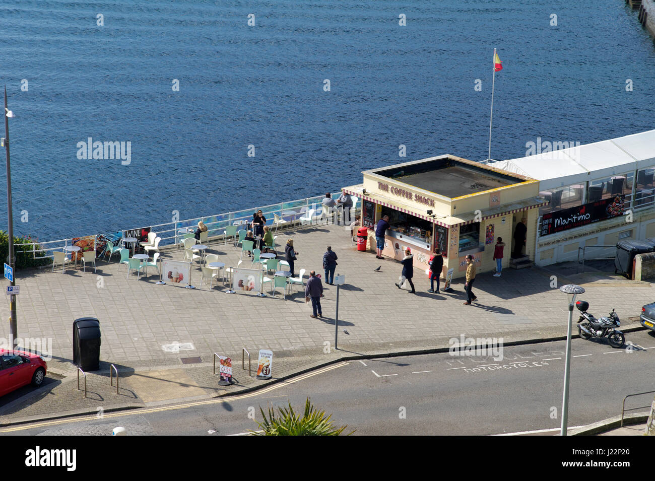 Snack bar in riva al mare, Regno Unito Foto Stock