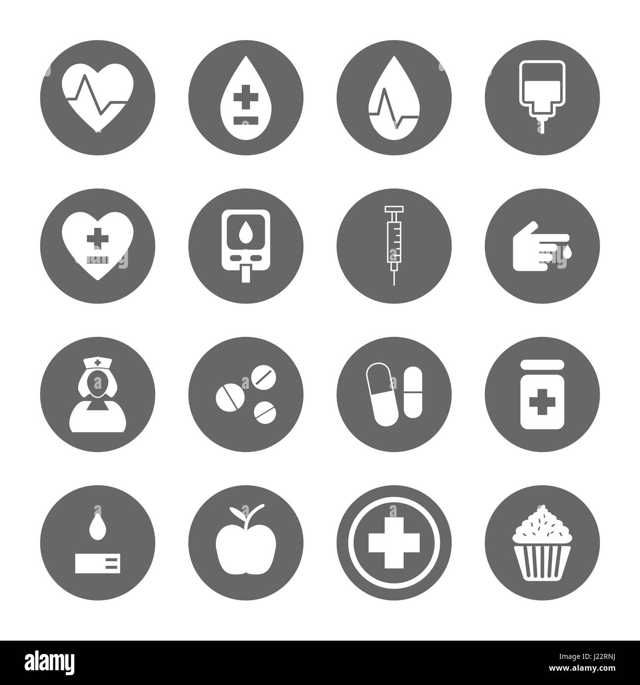 Il diabete set di icone,illustrazione vettoriale EPS10 Illustrazione Vettoriale
