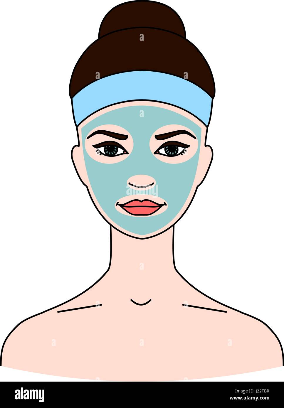 Cosmetici blu terapeutico caolino Maschera per viso su sfondo bianco. Illustrazione Vettoriale