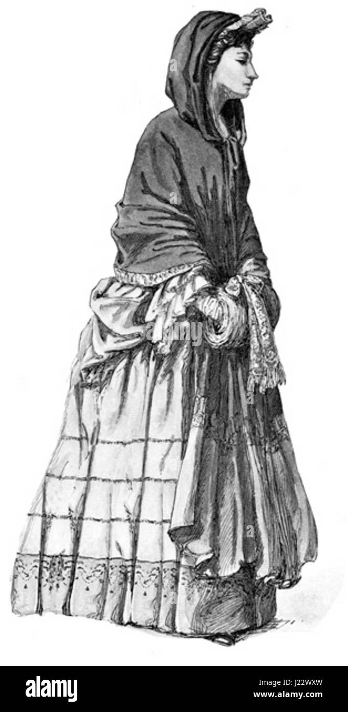 Moda coloniale: HUGUENOT LADY in un abito di francese, circa 1686 Foto Stock