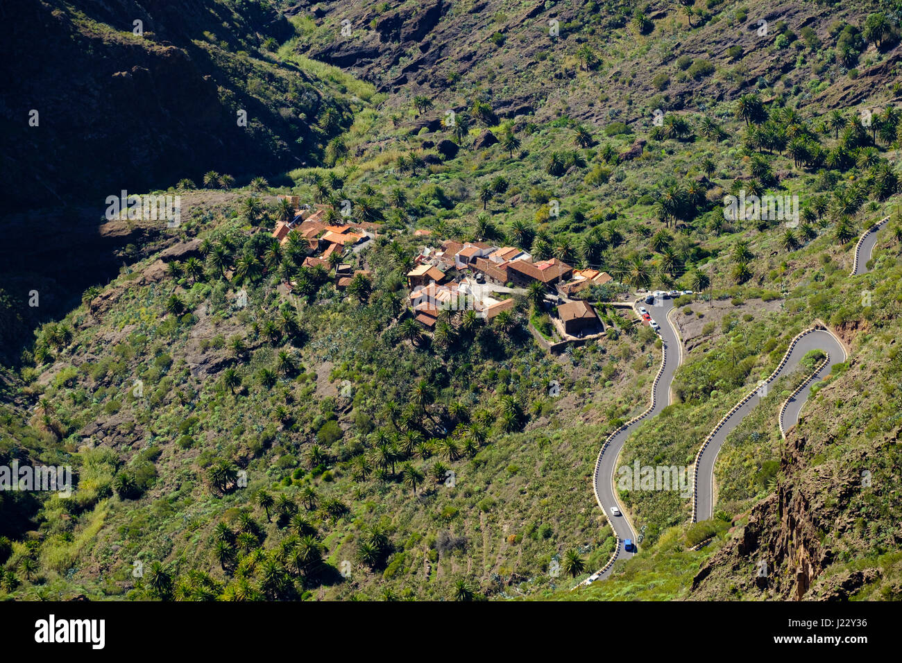 Dorf Masca, Masca-Schlucht, Teno-Gebirge, Parque Rural de Teno, Teneriffa, Kanarische isole, Spanien Foto Stock