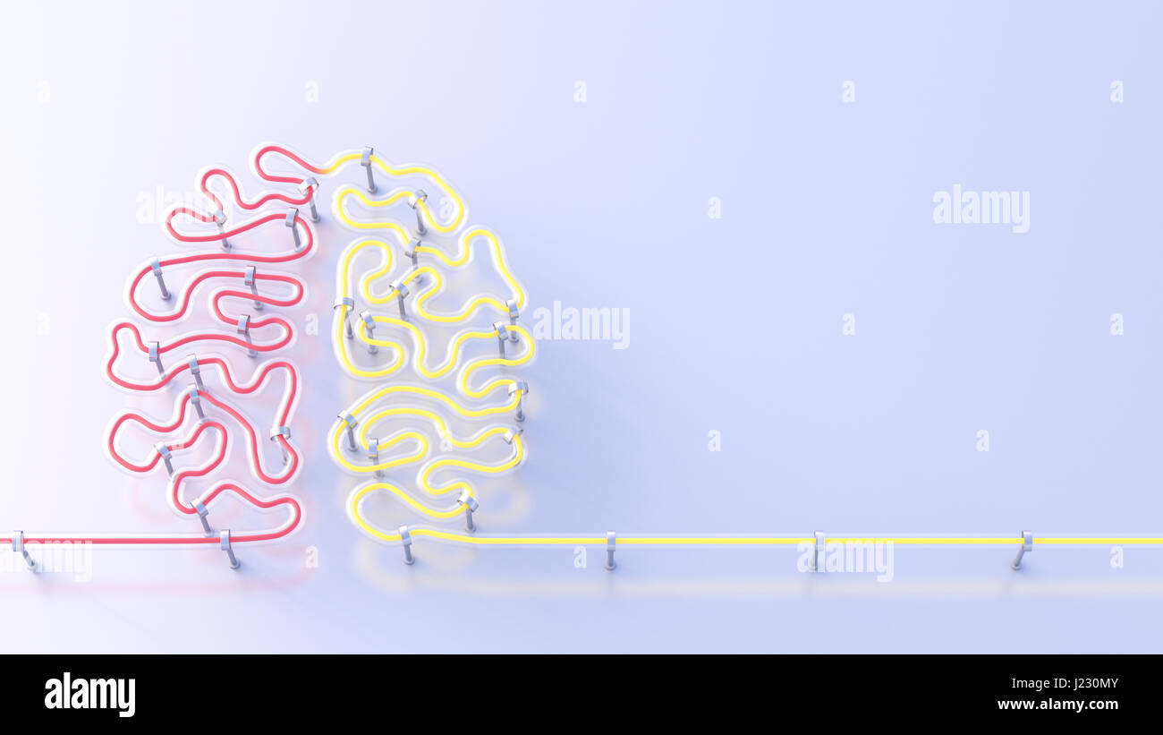 Le lampade fluorescenti formando il cervello, il rendering 3D Foto Stock