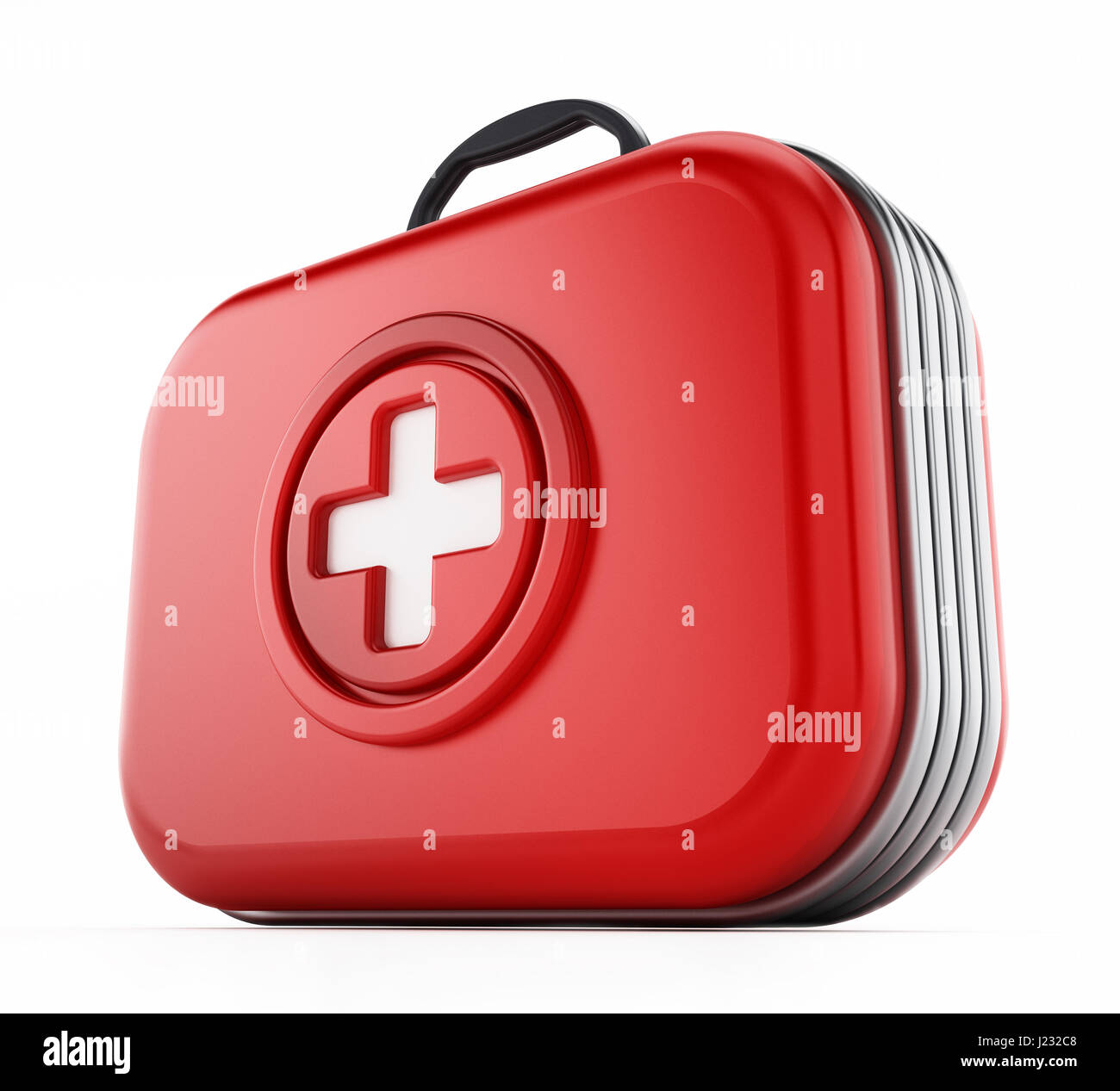 Kit di primo soccorso isolato su sfondo bianco. 3D'illustrazione. Foto Stock