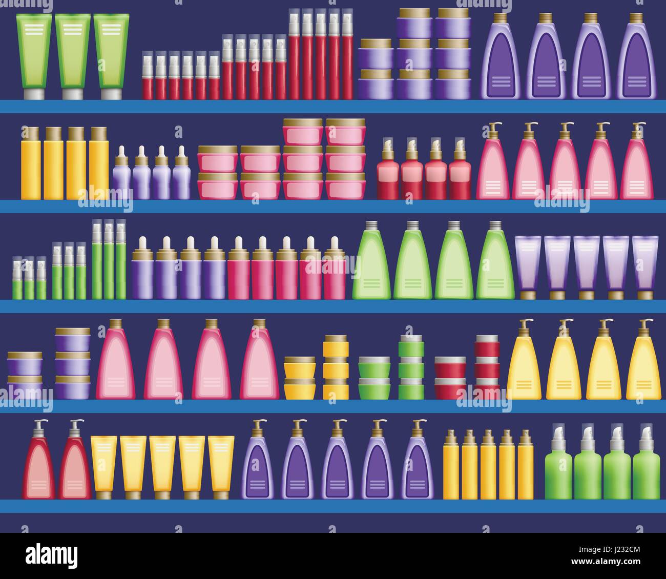 Forniture di cosmetici al supermercato Illustrazione Vettoriale