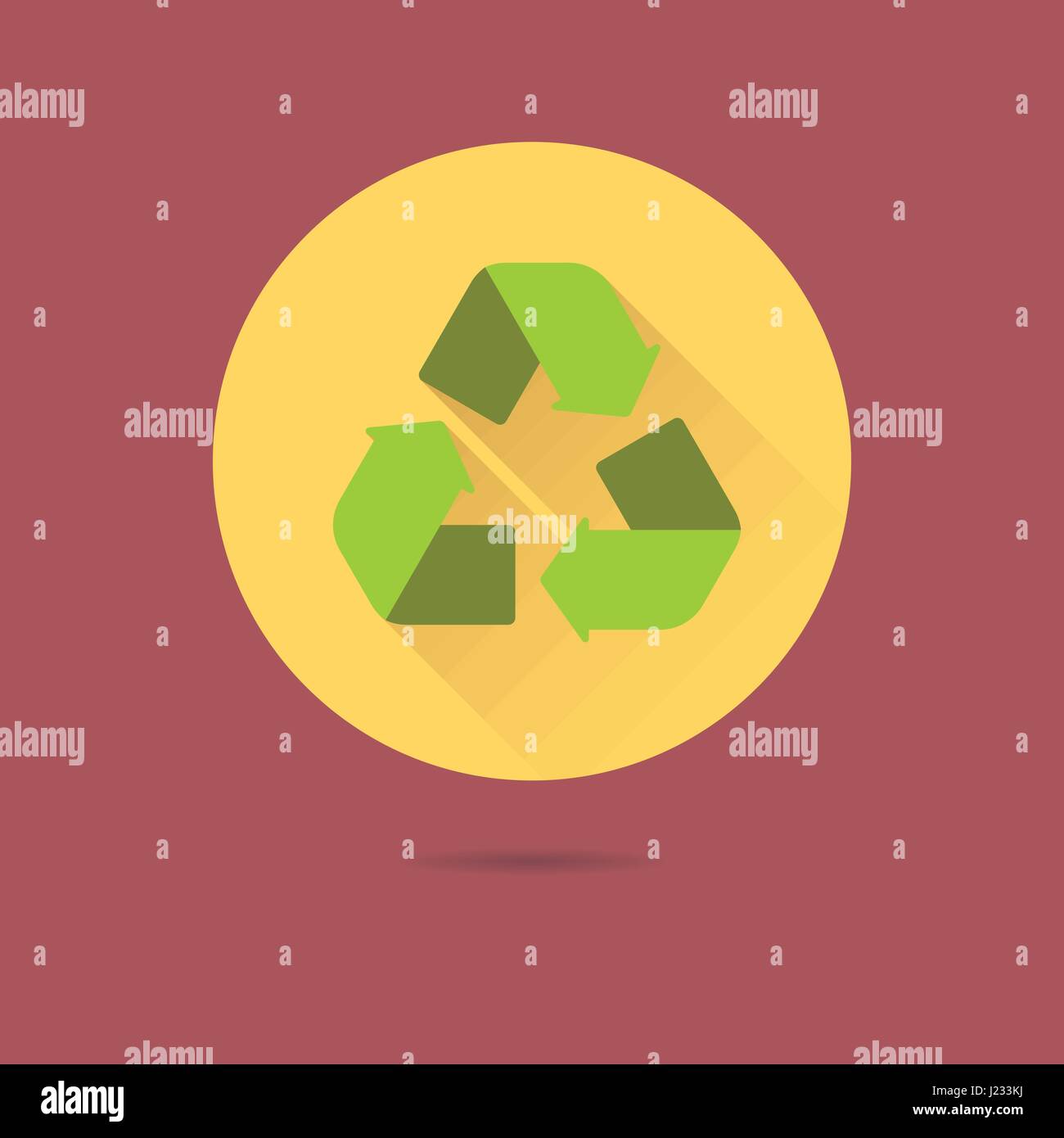 Il riciclaggio Frecce simbolo design piatto lungo ombra icona vettore Illustrazione Vettoriale