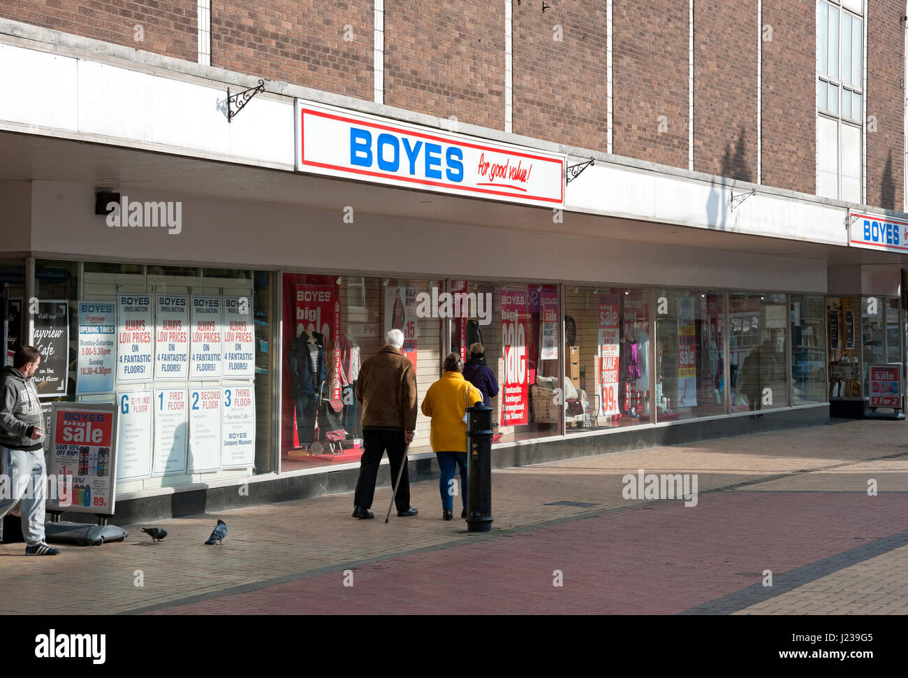 Primo piano del negozio di Boyes segno Shopfront Bridlington East Yorkshire Inghilterra Regno Unito GB Gran Bretagna Foto Stock