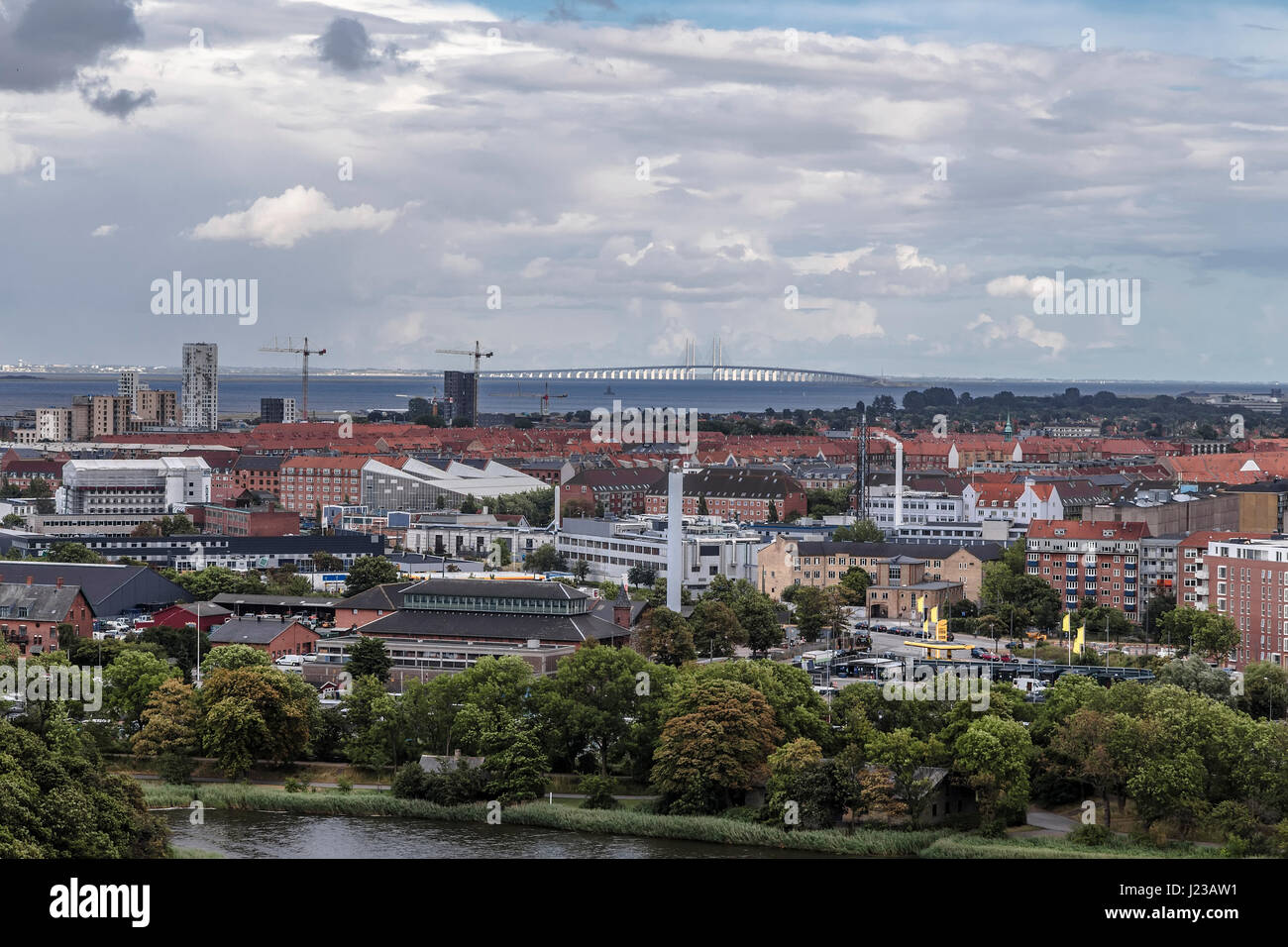 Vista di Copenhagen e Ponte Erusunnsky Foto Stock