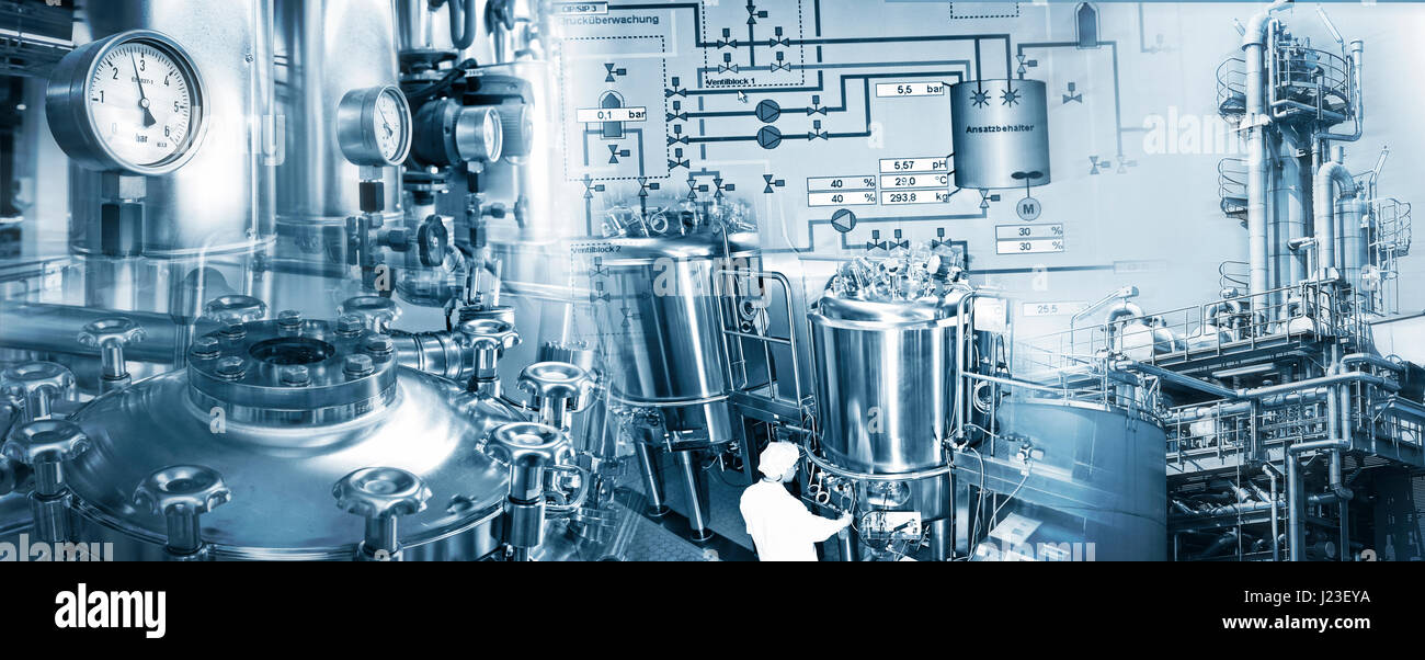 Gli impianti di produzione di un facilitie delle industrie chimiche e farmaceutiche Foto Stock