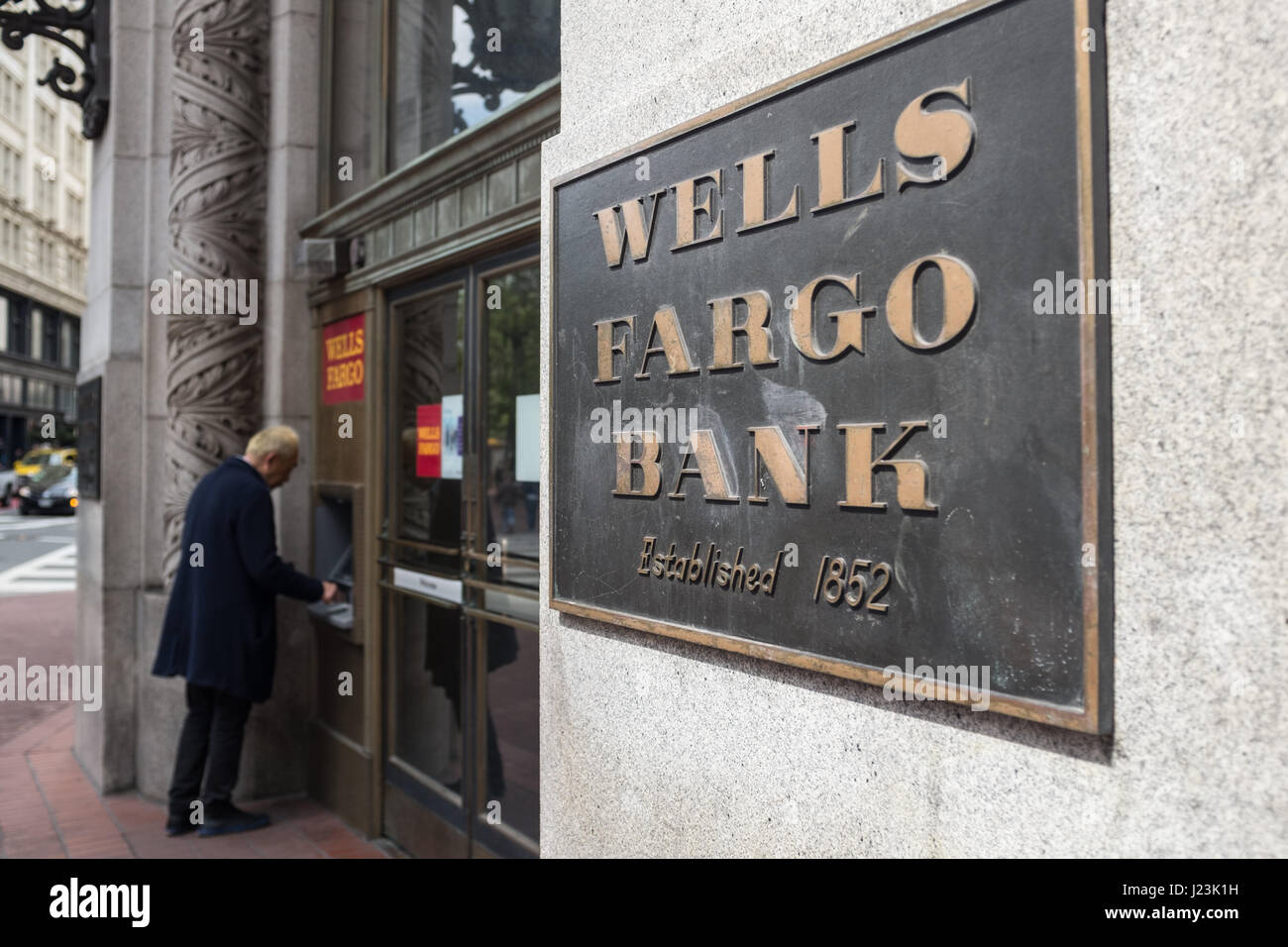 Wells Fargo Bank esterno, San Francisco, California Foto Stock