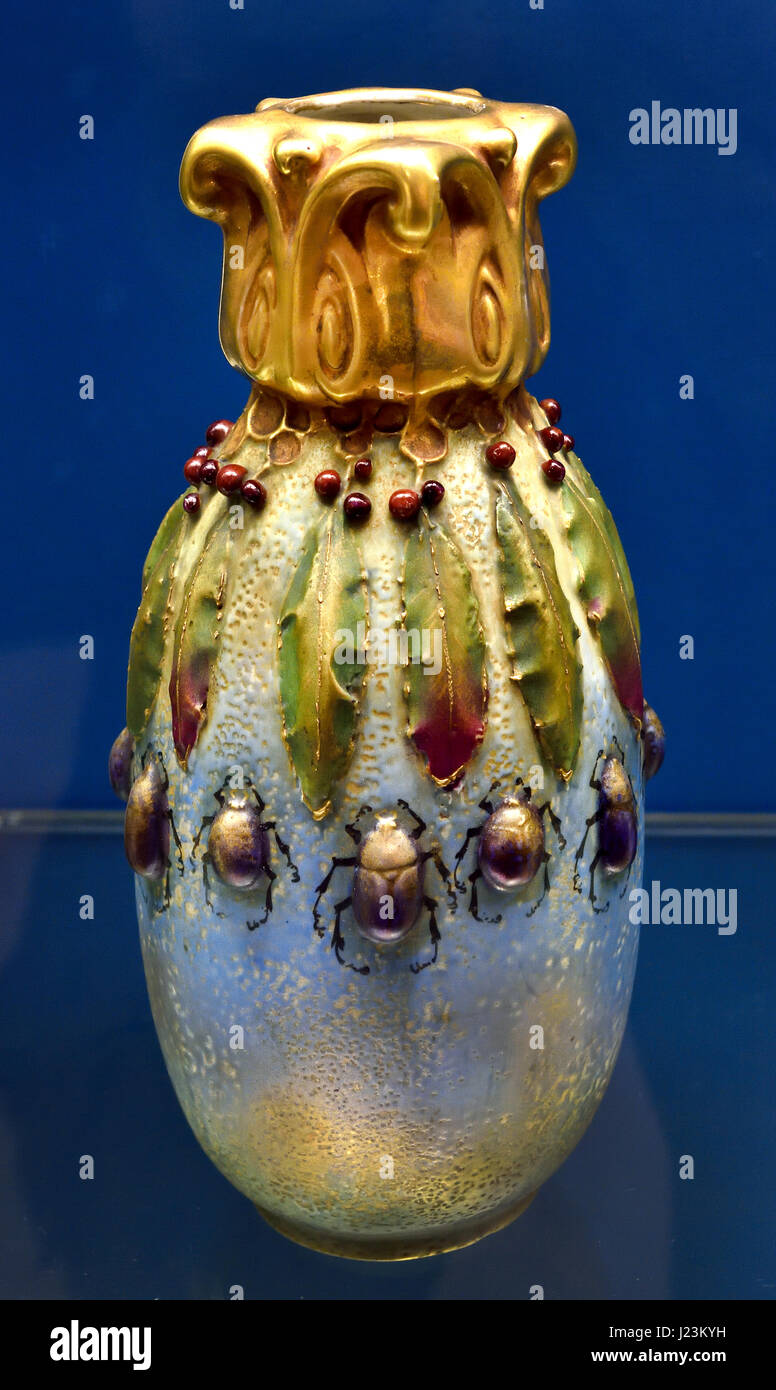 Vaso Anfora 1900 Werke (lavori) TurnTeplitz, tedesco, tedesco,y (Fayence con ghiacciai colorati) Foto Stock