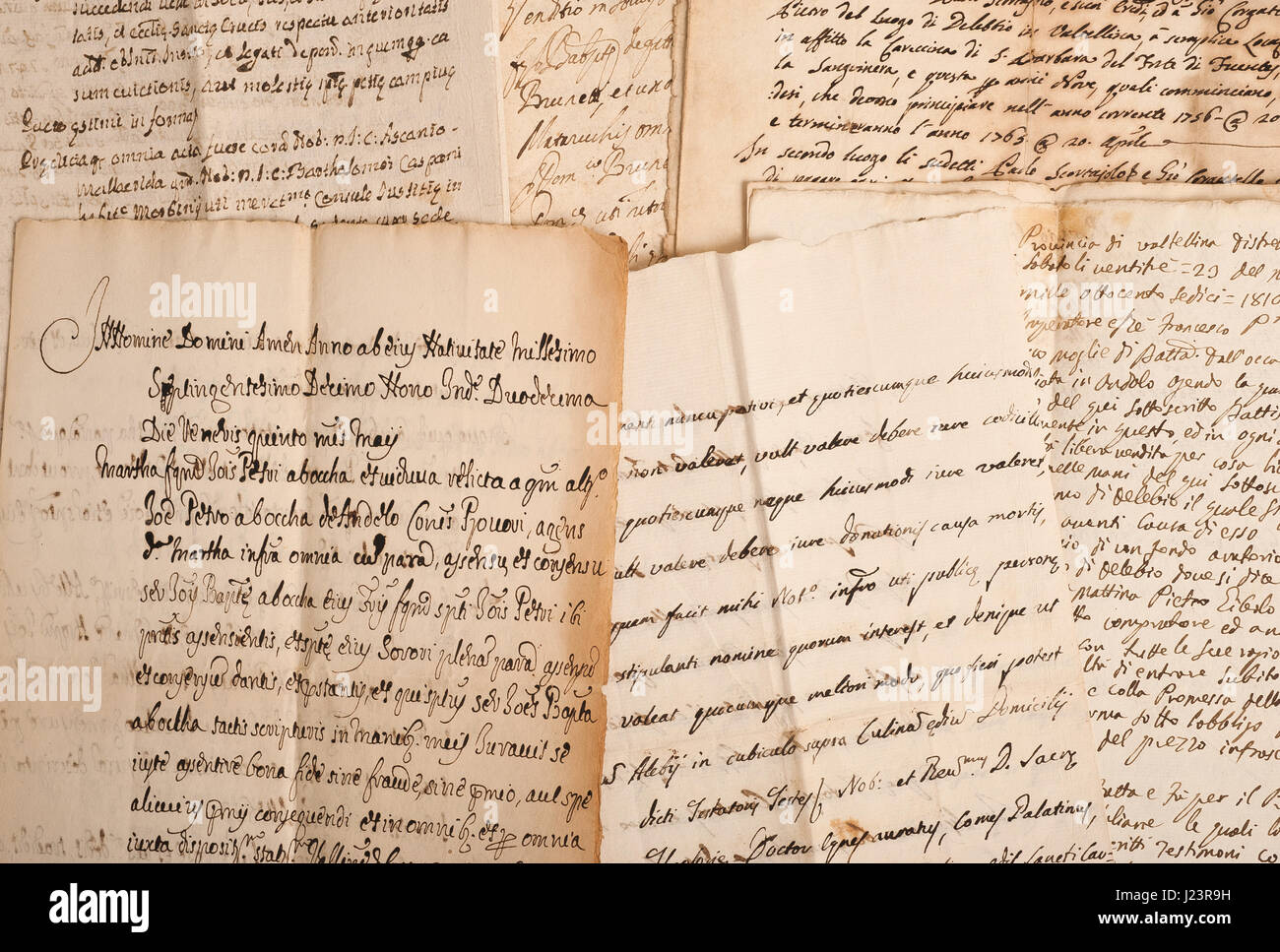 I manoscritti del secolo 1700/1800 Foto Stock