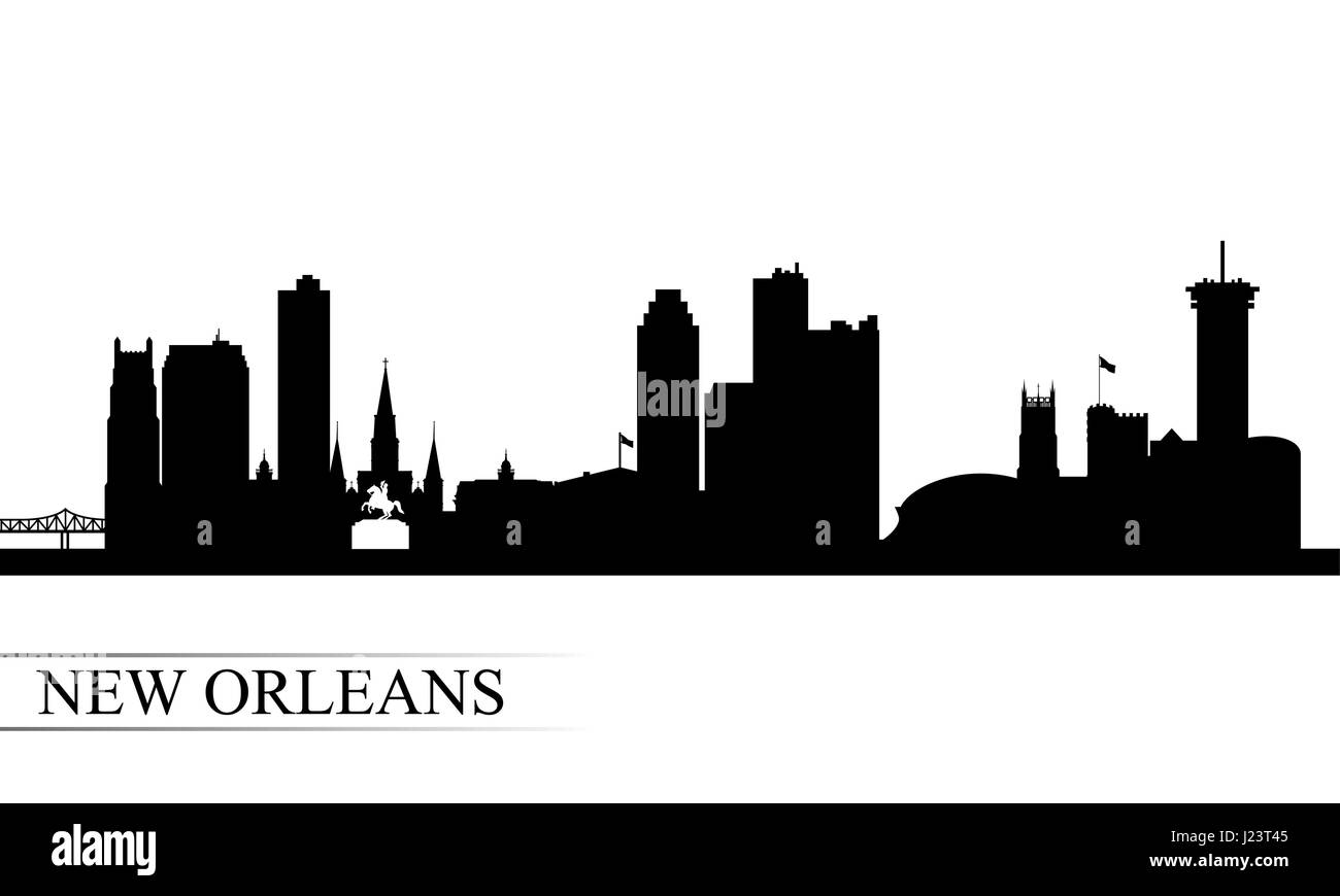 New Orleans City skyline silhouette sfondo, illustrazione vettoriale Illustrazione Vettoriale