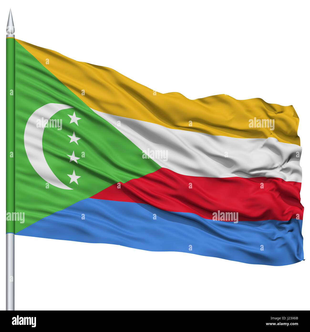 Comore bandiera sul pennone Foto Stock