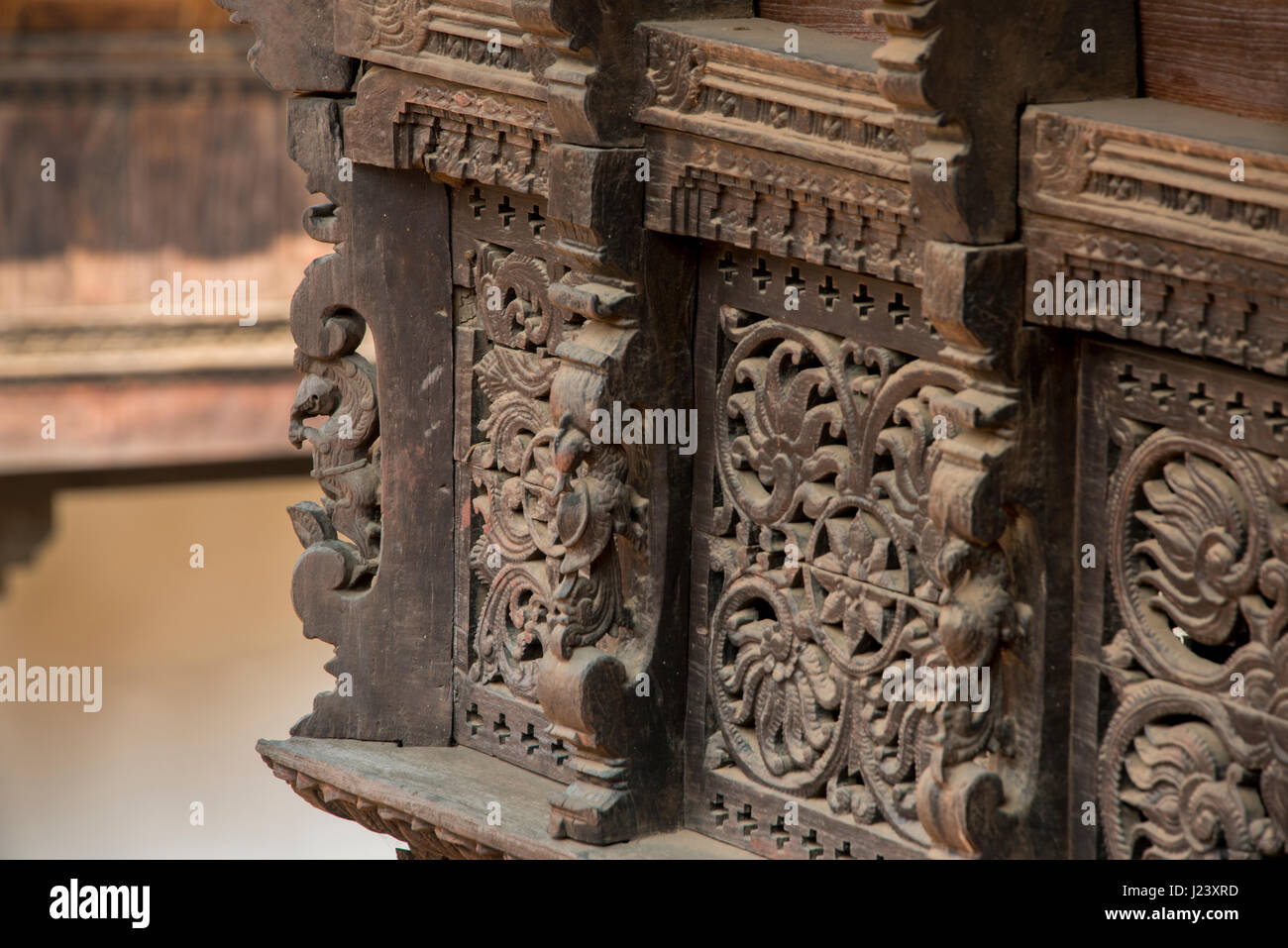 India, Kanyakumari District, Stato del Tamil Nadu. Padmanabhapuram Palace, circa 1601 annuncio, il più grande palazzo di legno in India, architettura del Kerala. Foto Stock