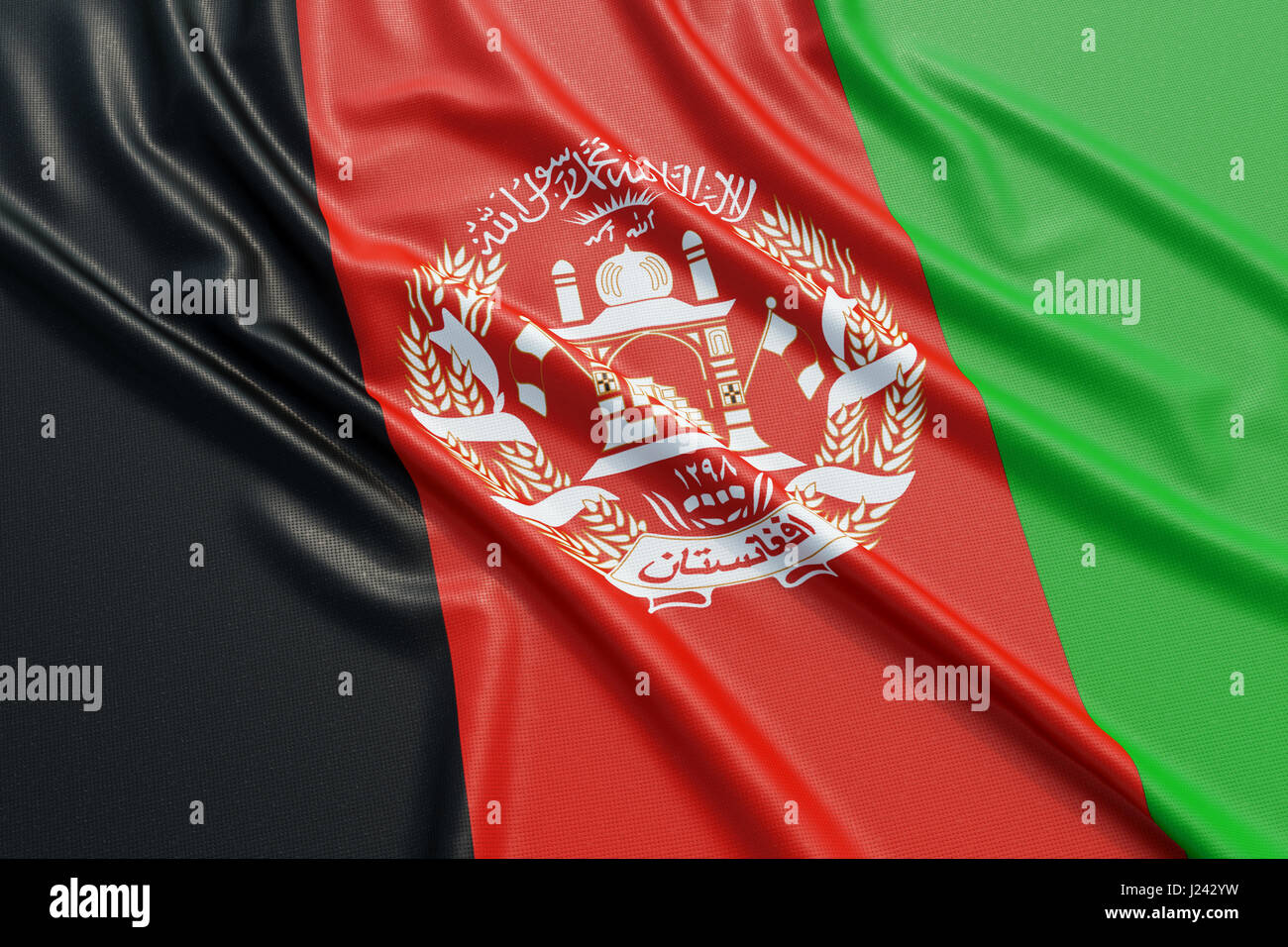 Afghanistan bandiera. Tessuto ondulato alta texture dettagliate. 3D rendering illustrazione Foto Stock