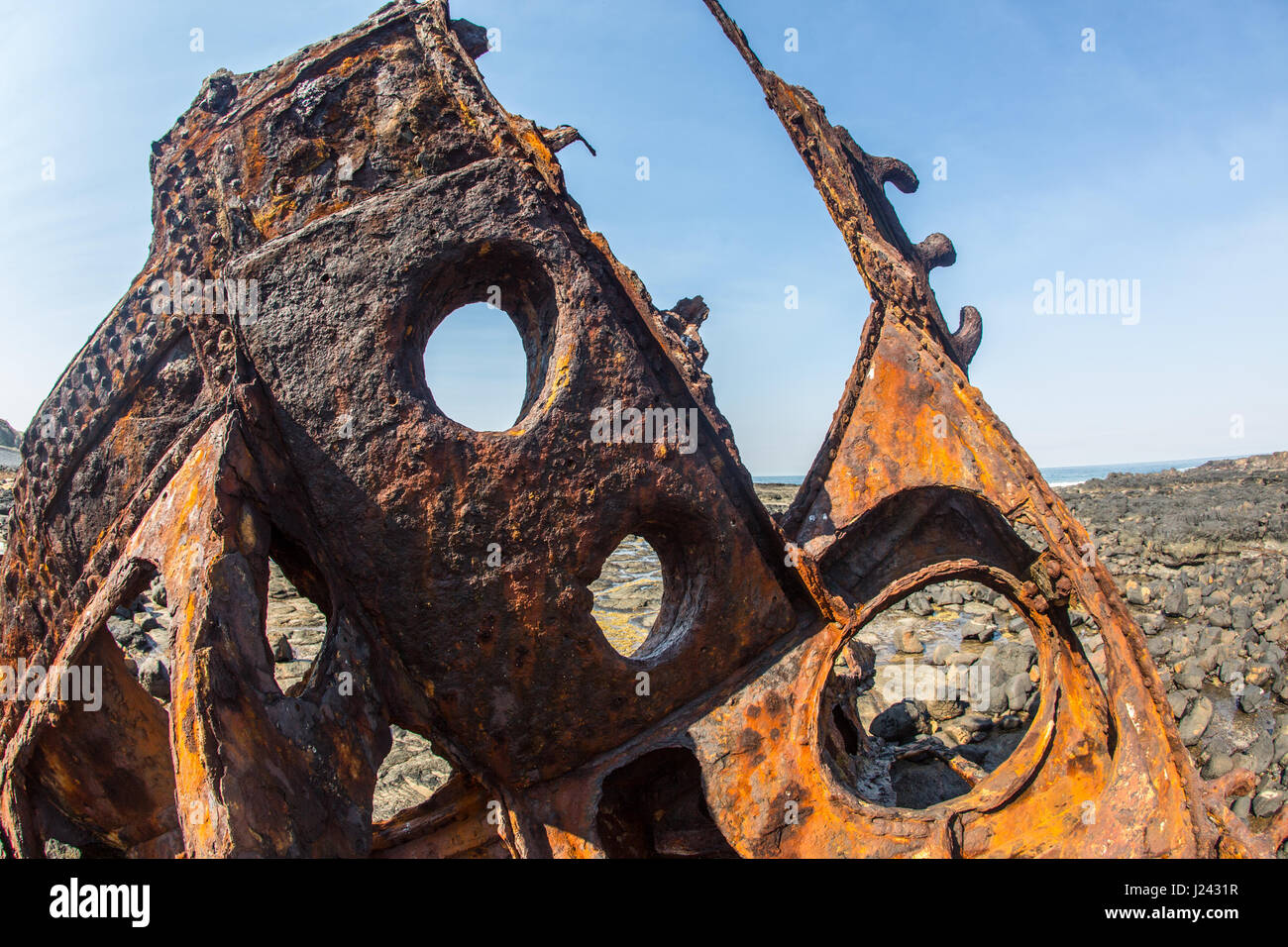 Il relitto del SS Speke a Phillip Island, Victoria, Australia Foto Stock