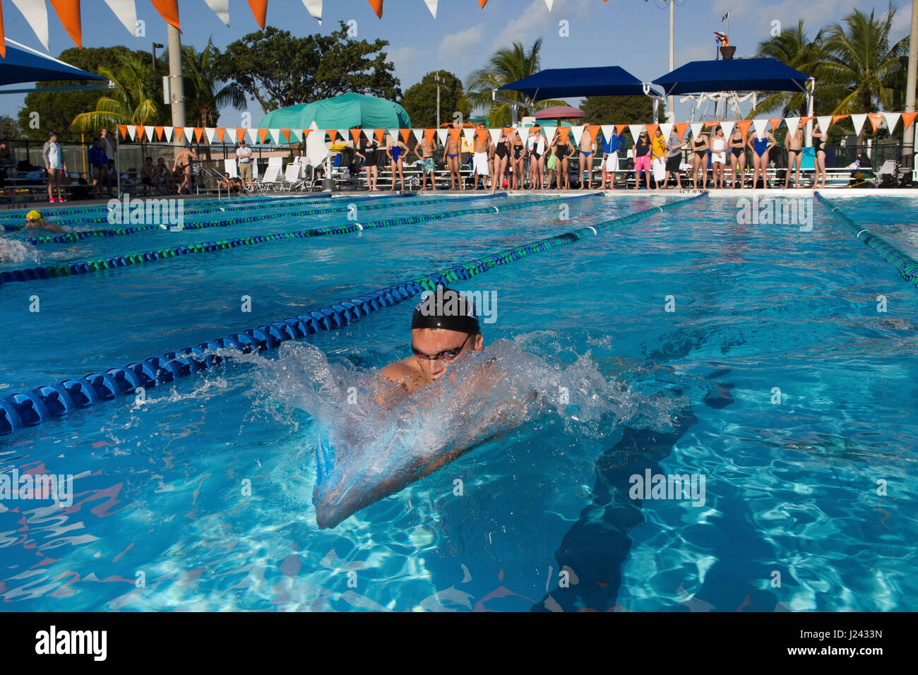 Allenamento invernale a Jacobs centro acquatico, Key Largo, Florida Keys, duca vs. West Virginia University doppio appuntamento Foto Stock