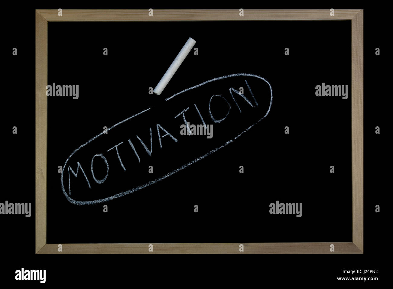 Parola motivazione scritta su una lavagna con Chalk Foto Stock