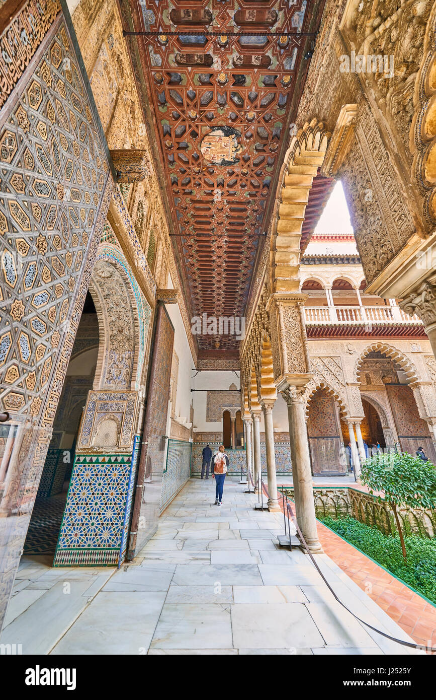 Palazzo reale (Real Alcazar) Sevilla, Andalusia, Spagna, Europa Foto Stock