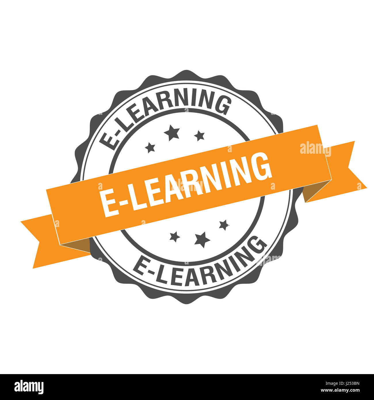 E -learning timbro illustrazione Foto Stock
