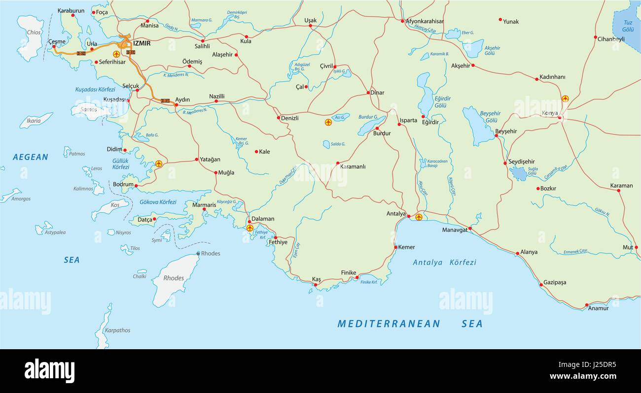 Riviera turca mappa Illustrazione Vettoriale