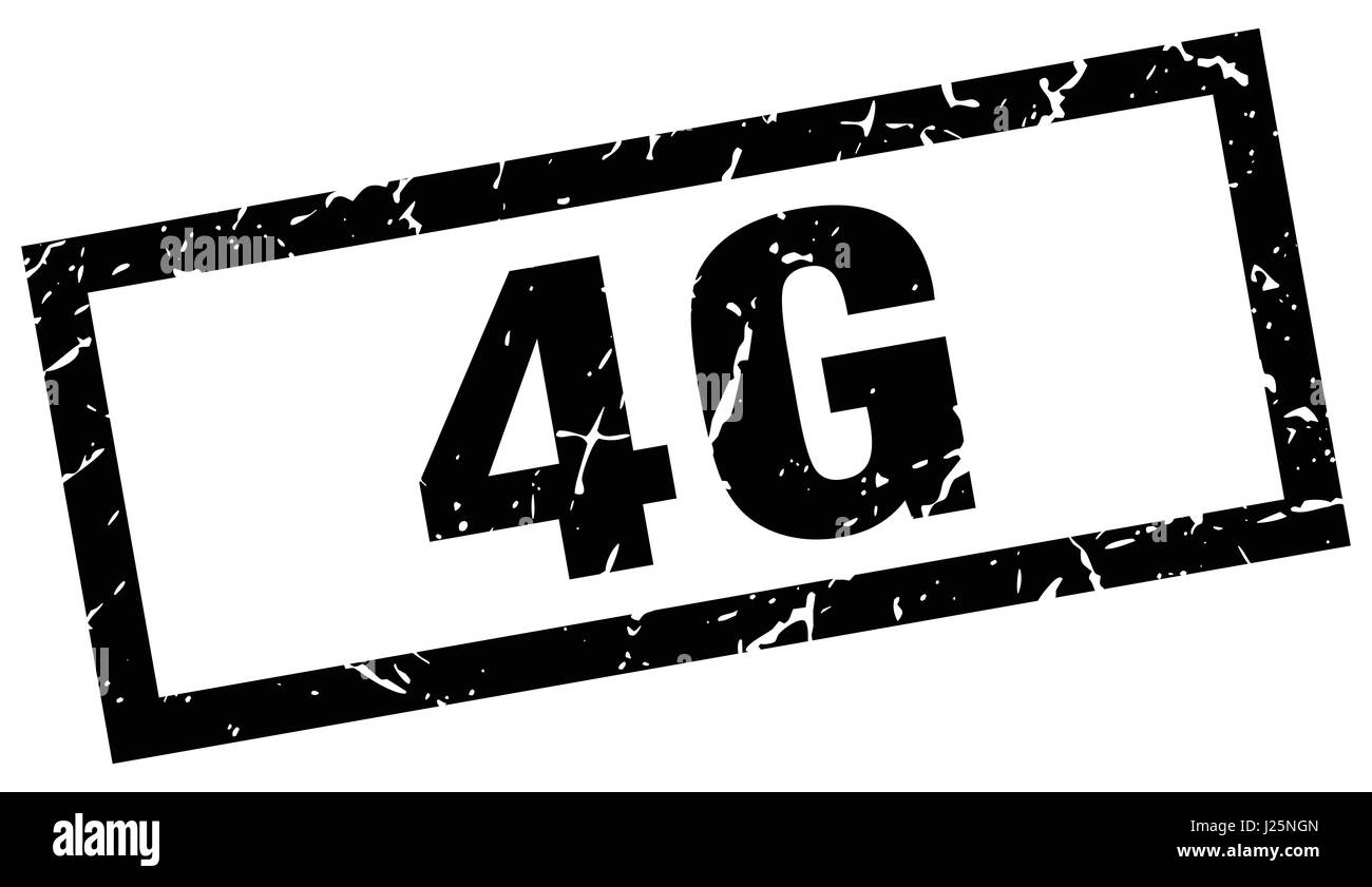 Quadrato nero grunge 4g timbro Illustrazione Vettoriale