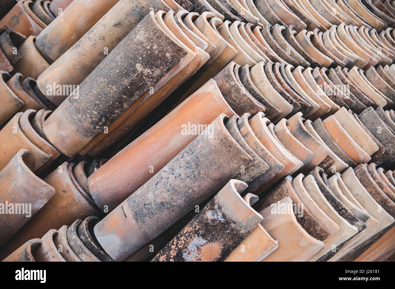 Terra Cotta tegole del tetto Foto Stock