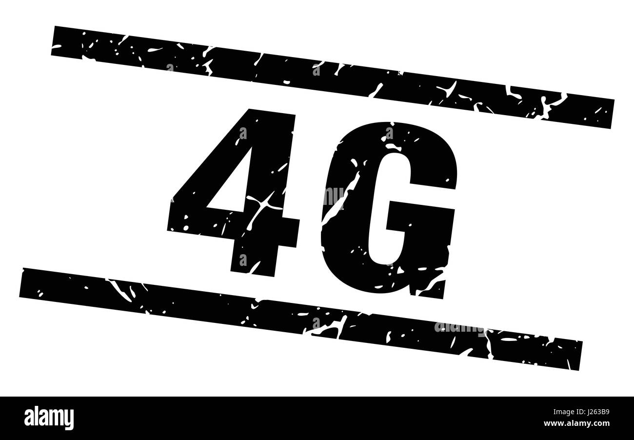 Quadrato nero grunge 4g timbro Illustrazione Vettoriale