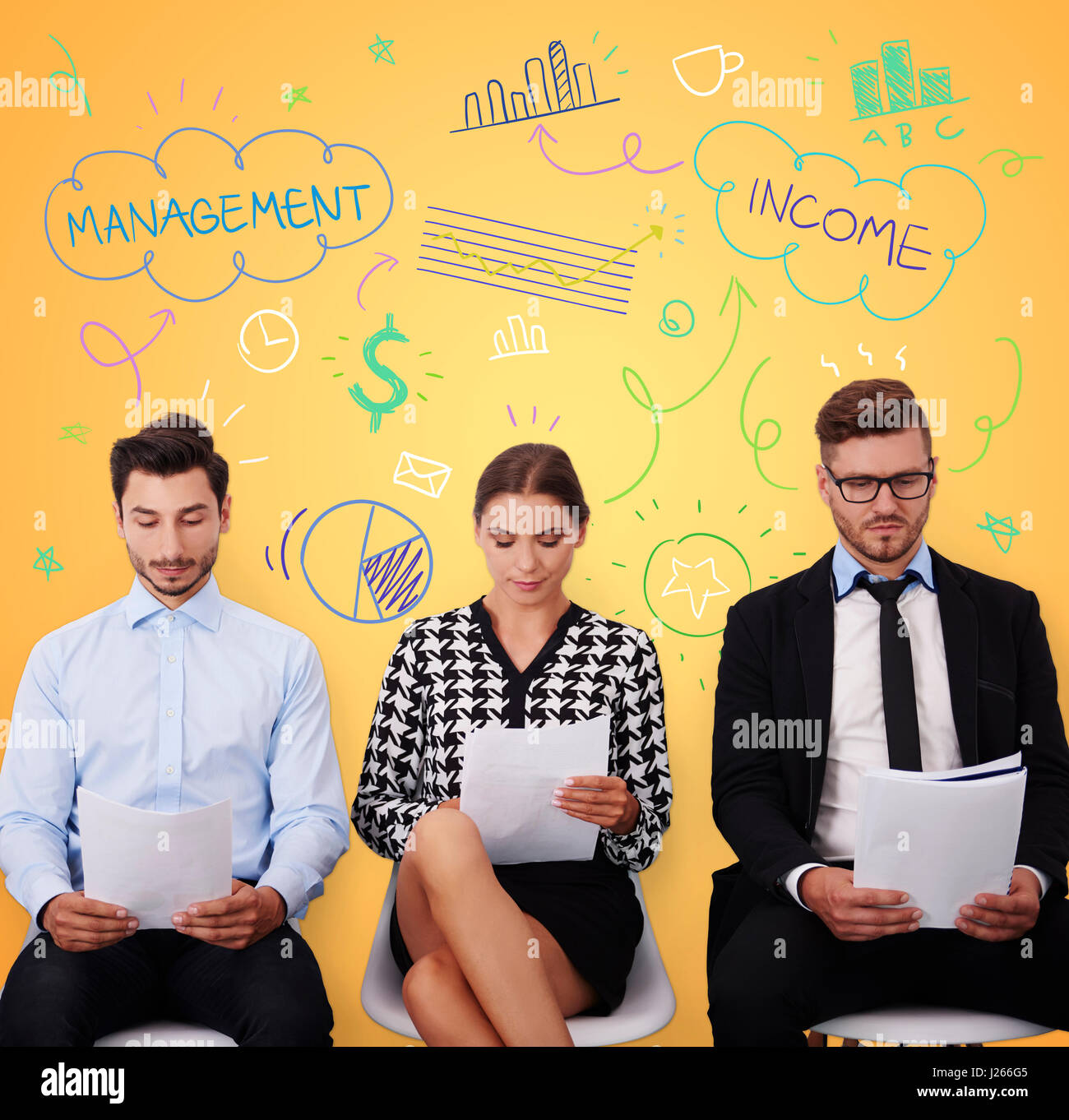 Il team di gestione durante la riunione di affari Foto Stock