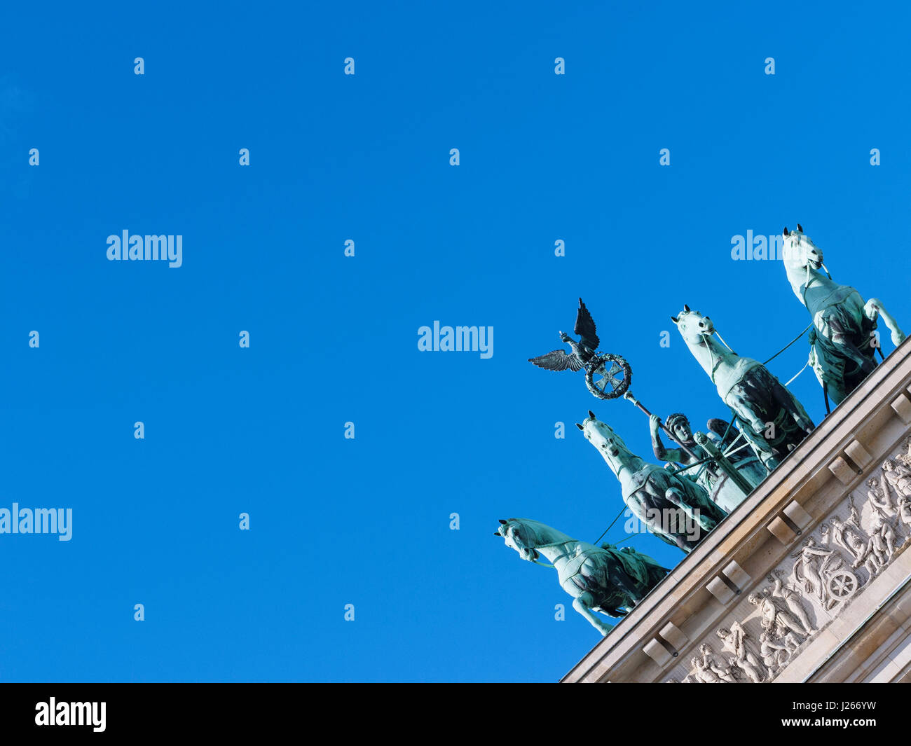 Dettaglio della quadriga sulla Porta di Brandeburgo a Berlino, Germania Foto Stock